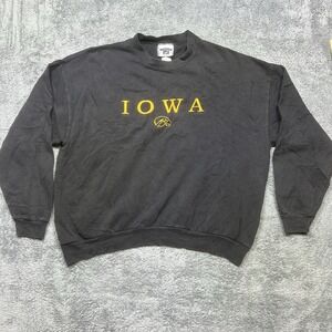 Vintage University Of Iowa Hawkeyes Sweatshirt Mens‎ 2XL Black BIG 10 Lee 90s